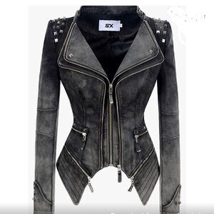 Women's Gray Studded Jacket